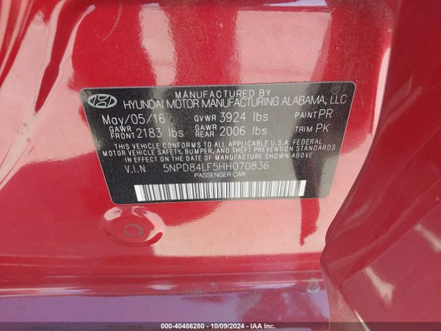 Photo 8 VIN: 5NPD84LF5HH070836 - HYUNDAI ELANTRA 