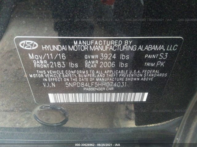 Photo 8 VIN: 5NPD84LF5HH074031 - HYUNDAI ELANTRA 