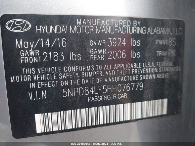 Photo 8 VIN: 5NPD84LF5HH076779 - HYUNDAI ELANTRA 