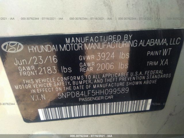 Photo 8 VIN: 5NPD84LF5HH099589 - HYUNDAI ELANTRA 