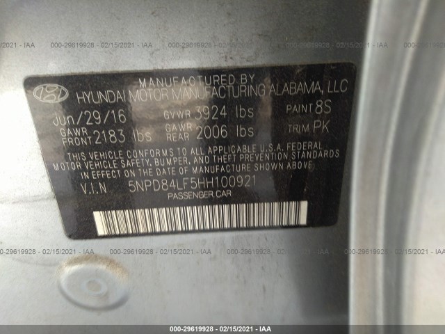 Photo 8 VIN: 5NPD84LF5HH100921 - HYUNDAI ELANTRA 