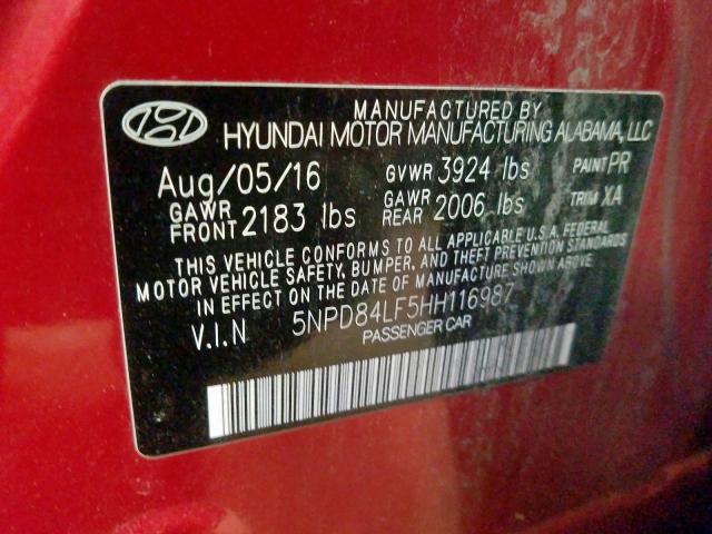 Photo 9 VIN: 5NPD84LF5HH116987 - HYUNDAI ELANTRA 