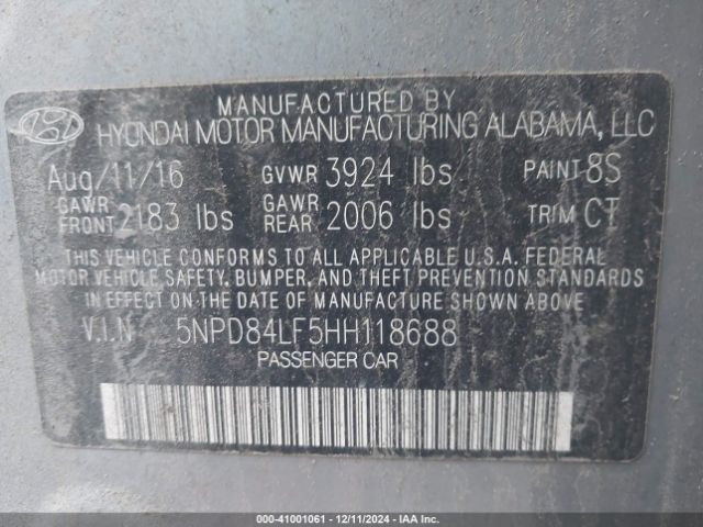 Photo 8 VIN: 5NPD84LF5HH118688 - HYUNDAI ELANTRA 