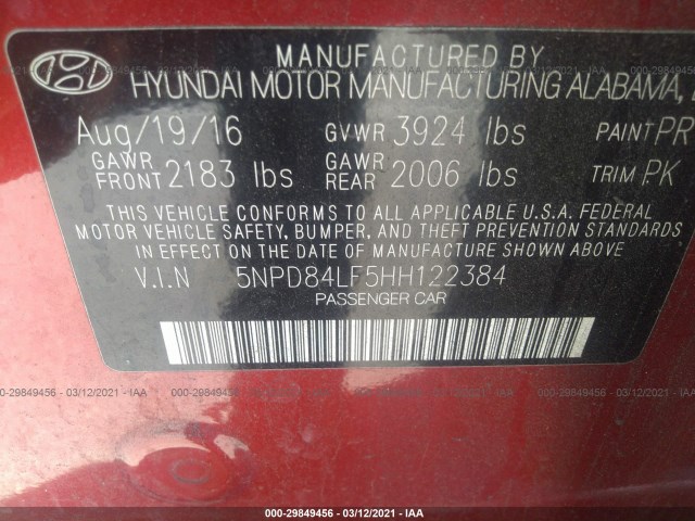 Photo 8 VIN: 5NPD84LF5HH122384 - HYUNDAI ELANTRA 