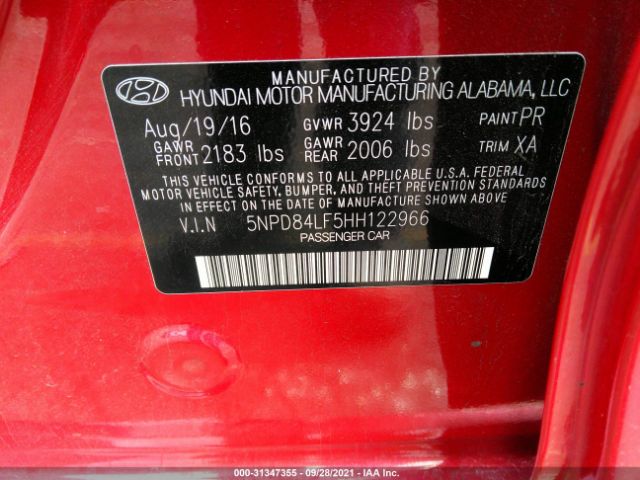 Photo 8 VIN: 5NPD84LF5HH122966 - HYUNDAI ELANTRA 