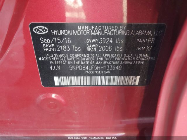 Photo 8 VIN: 5NPD84LF5HH133949 - HYUNDAI ELANTRA 