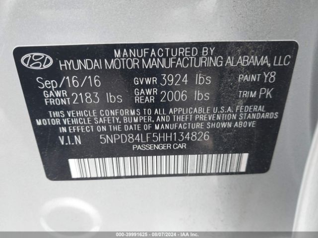 Photo 8 VIN: 5NPD84LF5HH134826 - HYUNDAI ELANTRA 