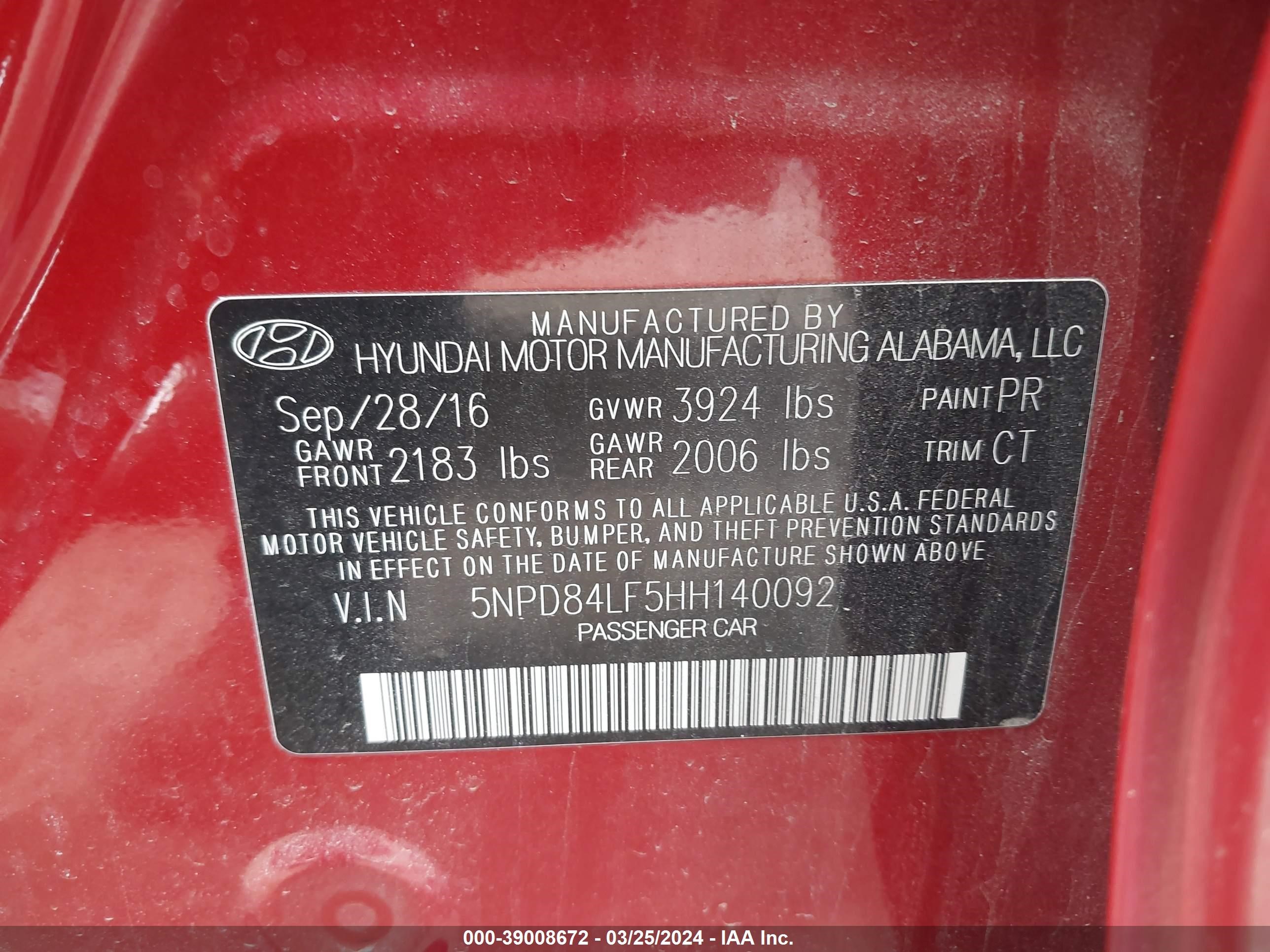 Photo 8 VIN: 5NPD84LF5HH140092 - HYUNDAI ELANTRA 