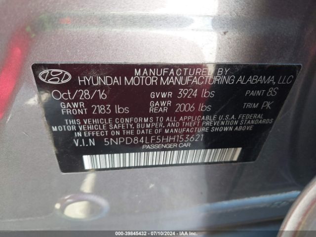 Photo 8 VIN: 5NPD84LF5HH153621 - HYUNDAI ELANTRA 