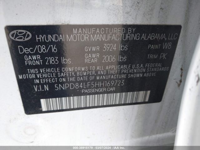 Photo 8 VIN: 5NPD84LF5HH169723 - HYUNDAI ELANTRA 