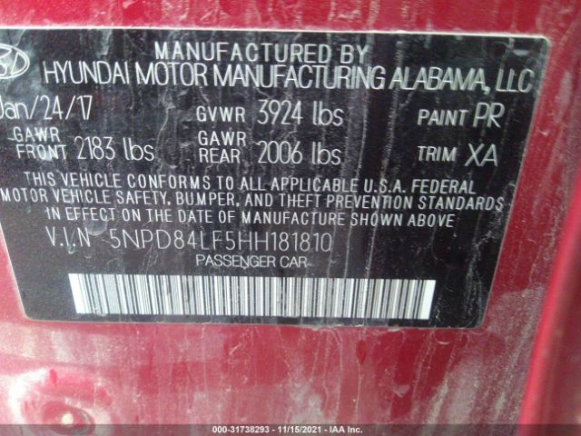 Photo 8 VIN: 5NPD84LF5HH181810 - HYUNDAI ELANTRA 