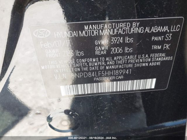 Photo 8 VIN: 5NPD84LF5HH189941 - HYUNDAI ELANTRA 