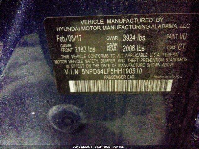 Photo 8 VIN: 5NPD84LF5HH190510 - HYUNDAI ELANTRA 