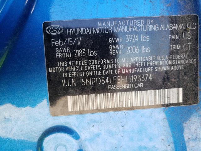 Photo 12 VIN: 5NPD84LF5HH193374 - HYUNDAI ELANTRA 