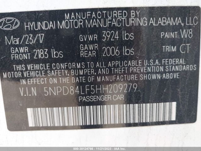 Photo 8 VIN: 5NPD84LF5HH209279 - HYUNDAI ELANTRA 