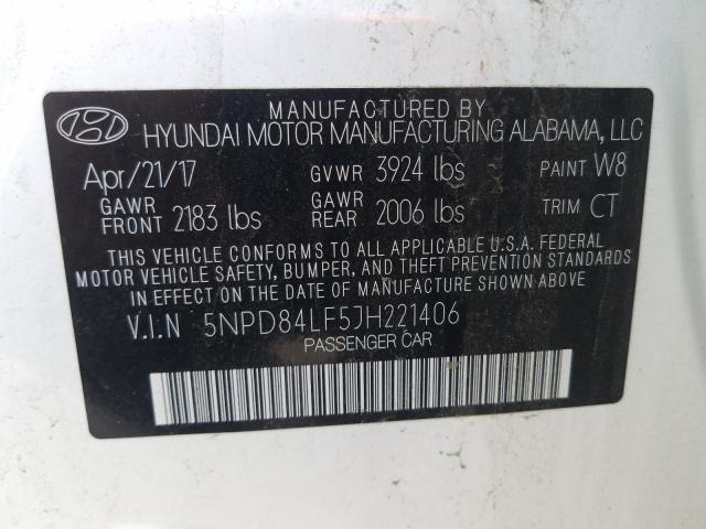 Photo 9 VIN: 5NPD84LF5JH221406 - HYUNDAI ELANTRA SE 