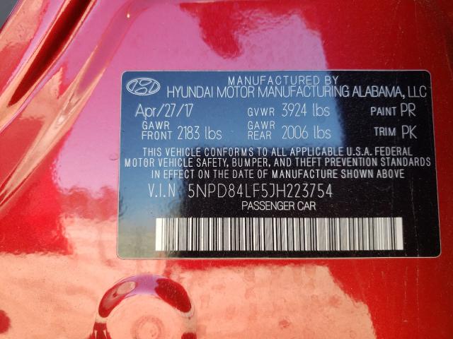 Photo 9 VIN: 5NPD84LF5JH223754 - HYUNDAI ELANTRA SE 