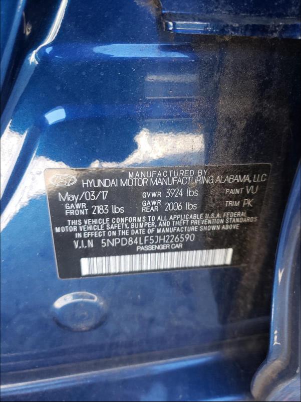 Photo 9 VIN: 5NPD84LF5JH226590 - HYUNDAI ELANTRA 