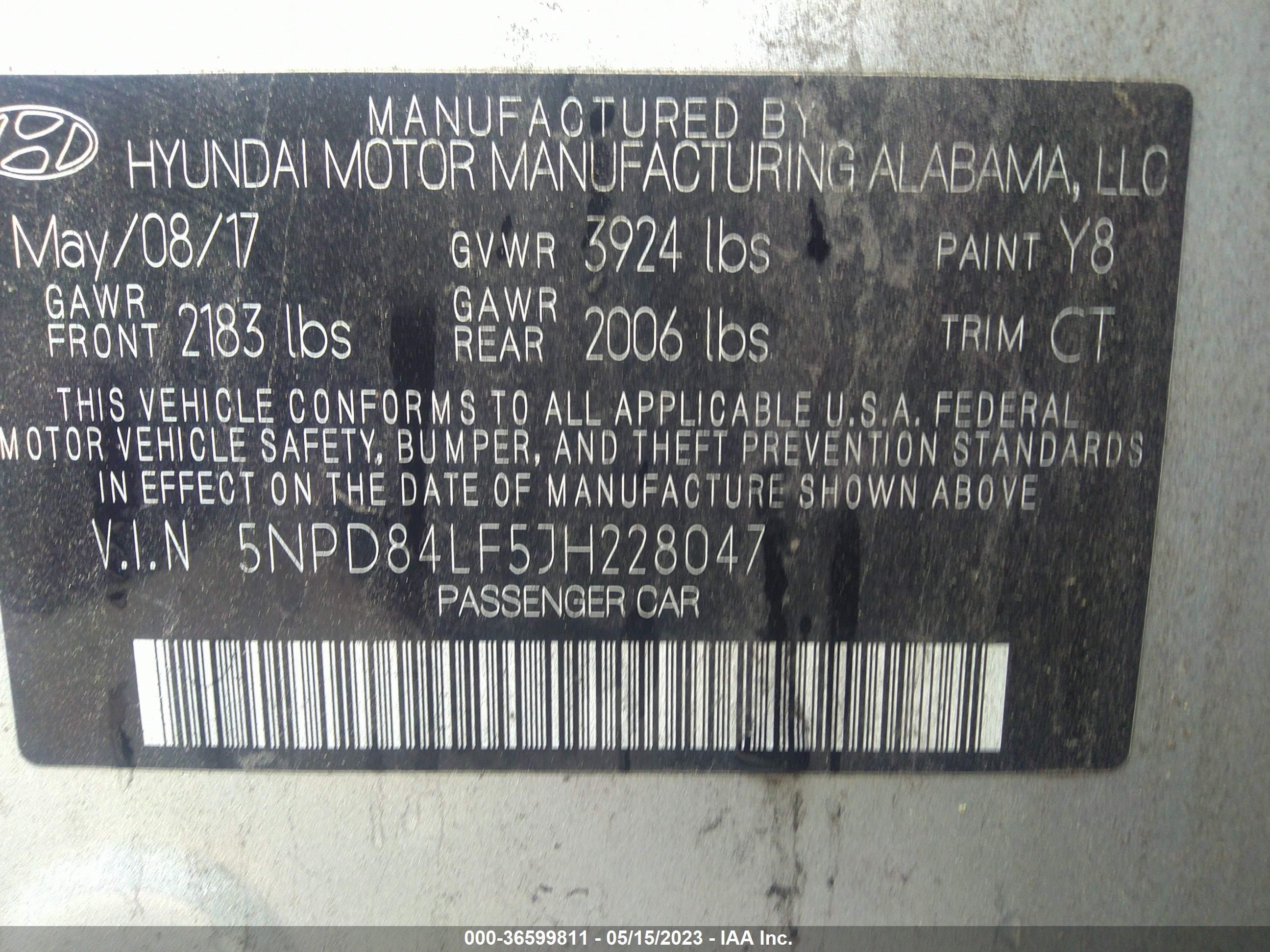 Photo 8 VIN: 5NPD84LF5JH228047 - HYUNDAI ELANTRA 