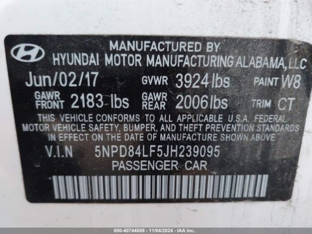 Photo 8 VIN: 5NPD84LF5JH239095 - HYUNDAI ELANTRA 