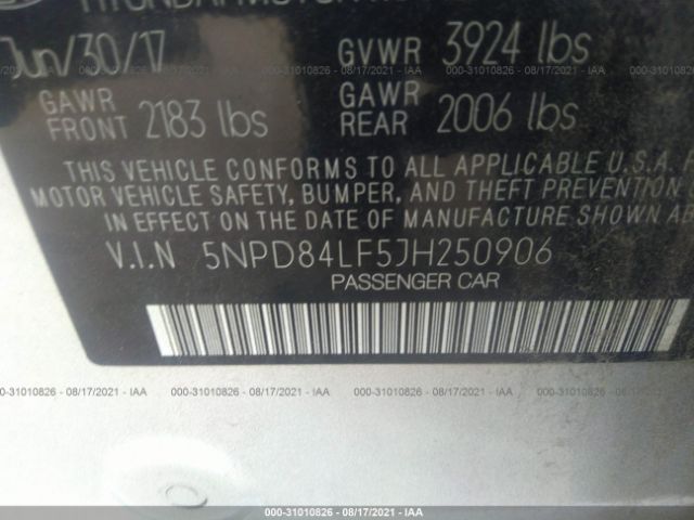 Photo 8 VIN: 5NPD84LF5JH250906 - HYUNDAI ELANTRA 