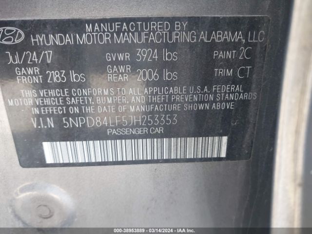 Photo 8 VIN: 5NPD84LF5JH253353 - HYUNDAI ELANTRA 