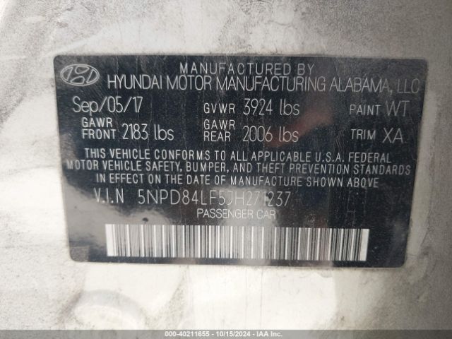 Photo 8 VIN: 5NPD84LF5JH271237 - HYUNDAI ELANTRA 