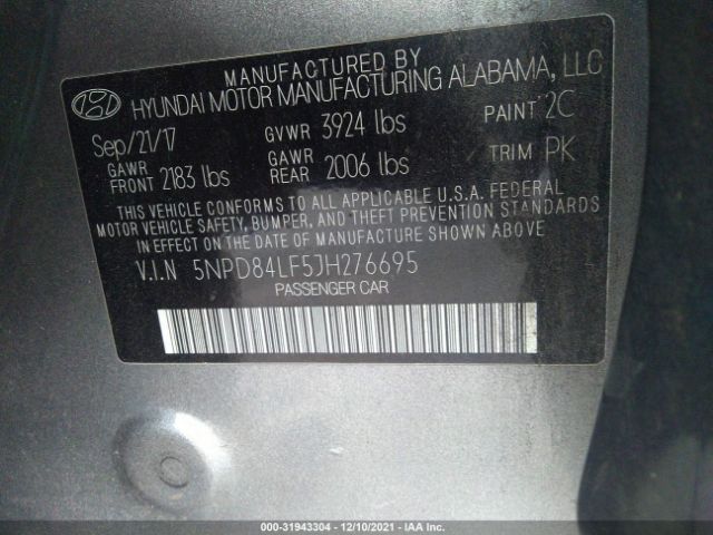 Photo 8 VIN: 5NPD84LF5JH276695 - HYUNDAI ELANTRA 