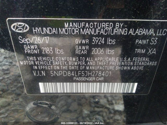 Photo 8 VIN: 5NPD84LF5JH278401 - HYUNDAI ELANTRA 