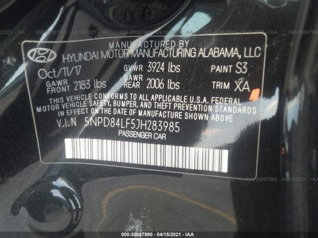 Photo 8 VIN: 5NPD84LF5JH283985 - HYUNDAI ELANTRA 