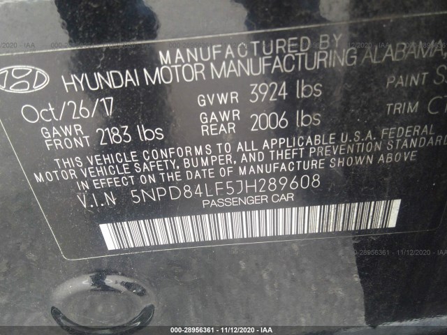 Photo 8 VIN: 5NPD84LF5JH289608 - HYUNDAI ELANTRA 