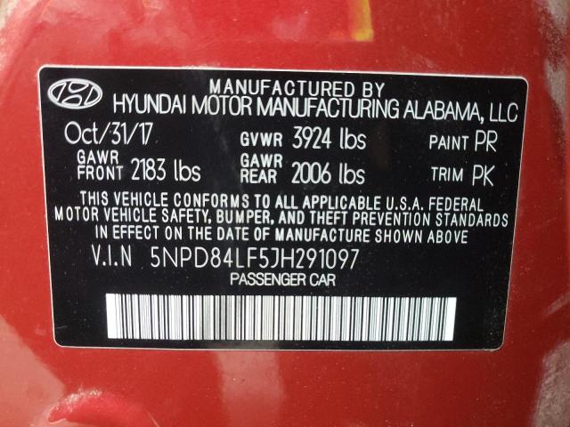 Photo 9 VIN: 5NPD84LF5JH291097 - HYUNDAI ELANTRA SE 