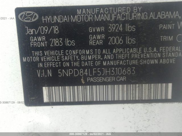 Photo 8 VIN: 5NPD84LF5JH310683 - HYUNDAI ELANTRA 