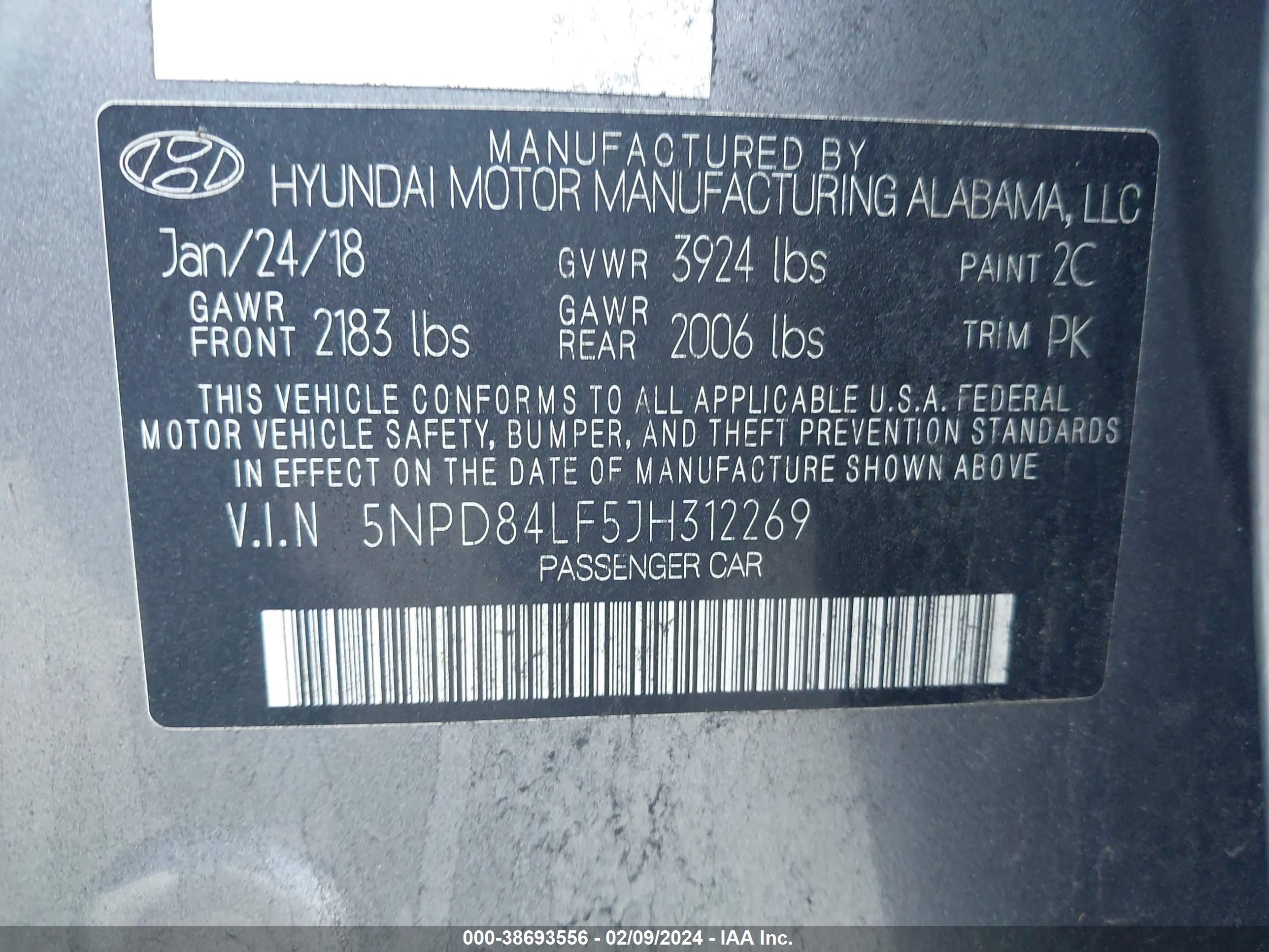 Photo 8 VIN: 5NPD84LF5JH312269 - HYUNDAI ELANTRA 