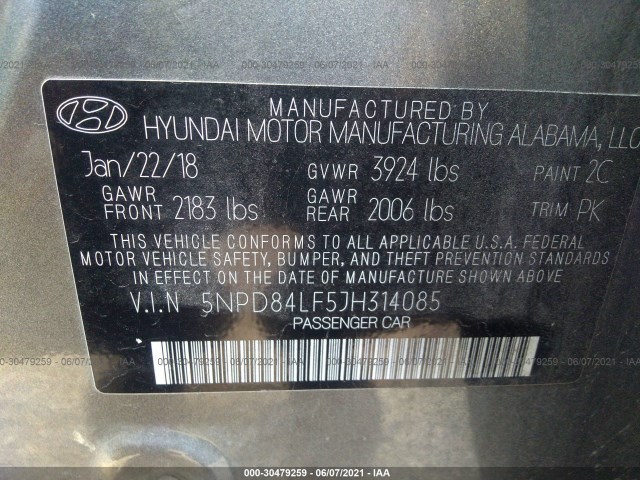 Photo 8 VIN: 5NPD84LF5JH314085 - HYUNDAI ELANTRA 