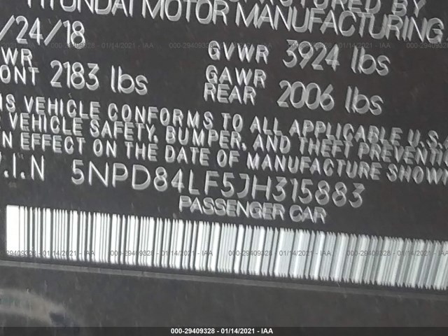 Photo 8 VIN: 5NPD84LF5JH315883 - HYUNDAI ELANTRA 