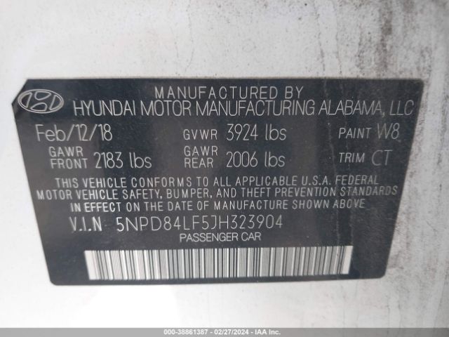 Photo 8 VIN: 5NPD84LF5JH323904 - HYUNDAI ELANTRA 