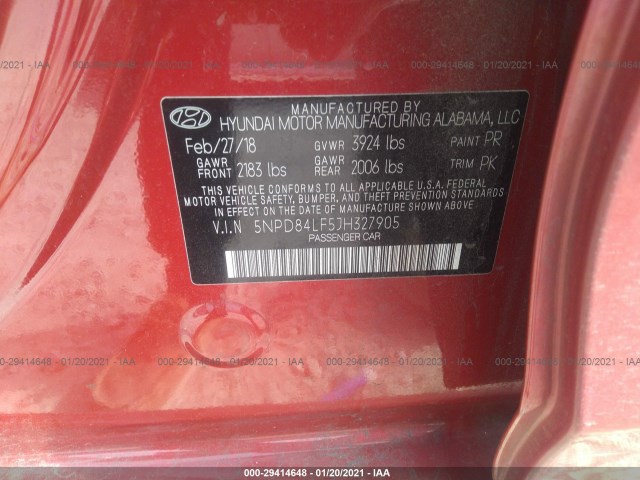 Photo 8 VIN: 5NPD84LF5JH327905 - HYUNDAI ELANTRA 