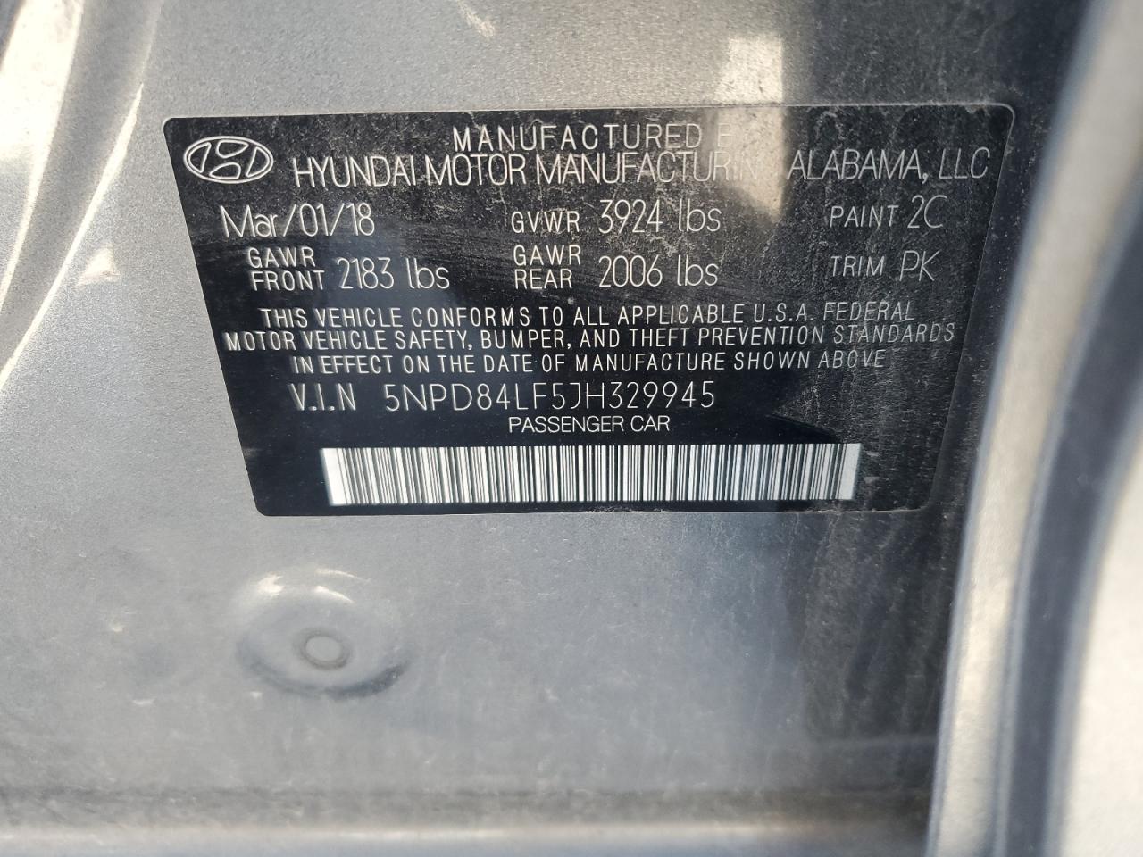 Photo 12 VIN: 5NPD84LF5JH329945 - HYUNDAI ELANTRA 