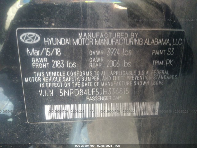 Photo 8 VIN: 5NPD84LF5JH336815 - HYUNDAI ELANTRA 