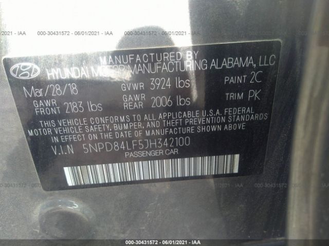 Photo 8 VIN: 5NPD84LF5JH342100 - HYUNDAI ELANTRA 