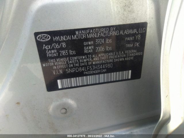 Photo 8 VIN: 5NPD84LF5JH344980 - HYUNDAI ELANTRA 