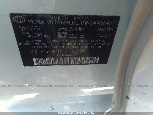 Photo 8 VIN: 5NPD84LF5JH352710 - HYUNDAI ELANTRA 