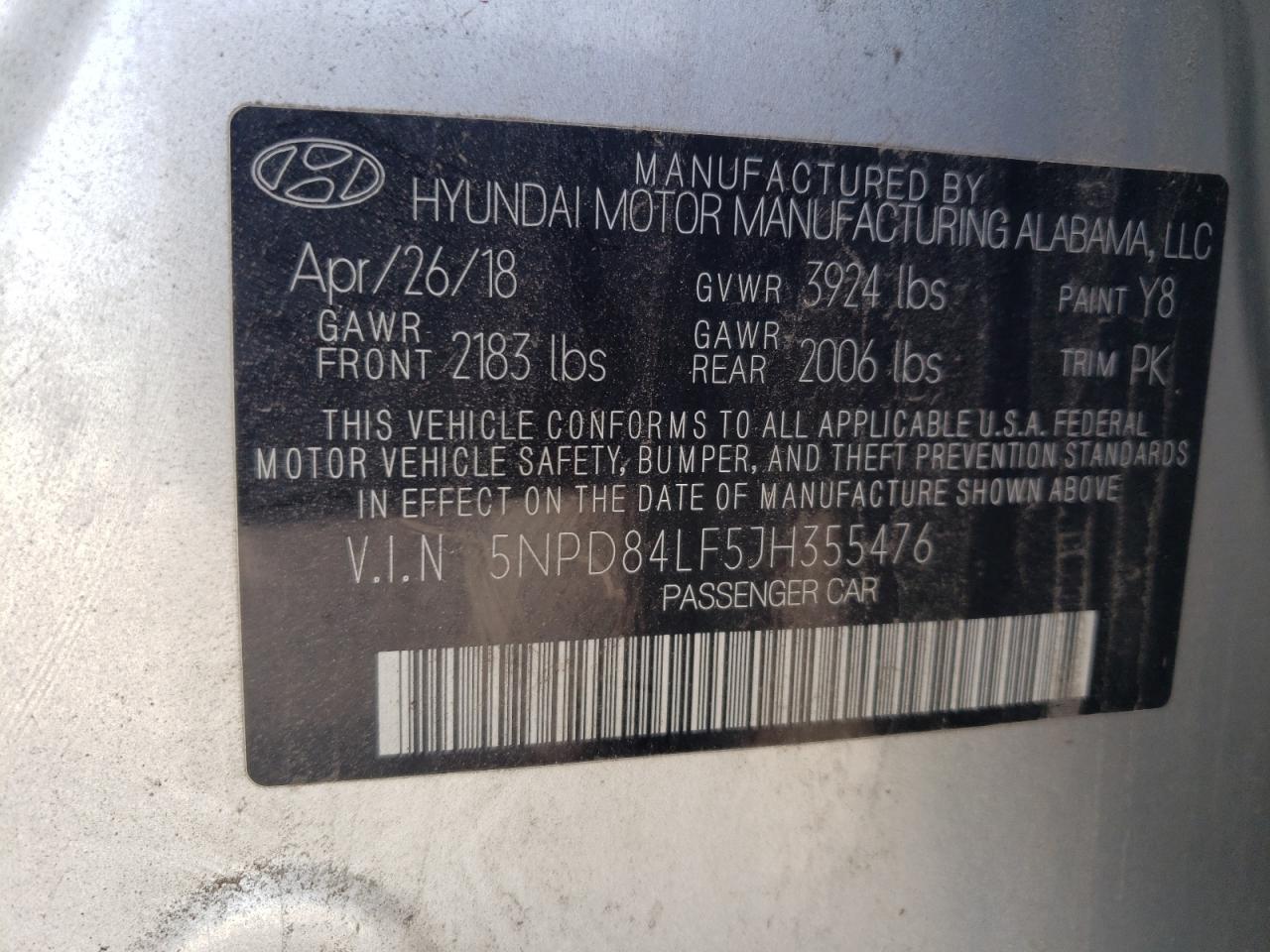 Photo 11 VIN: 5NPD84LF5JH355476 - HYUNDAI ELANTRA 