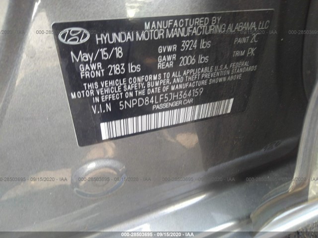 Photo 8 VIN: 5NPD84LF5JH364159 - HYUNDAI ELANTRA 