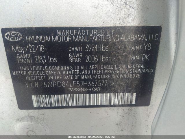 Photo 8 VIN: 5NPD84LF5JH367577 - HYUNDAI ELANTRA 