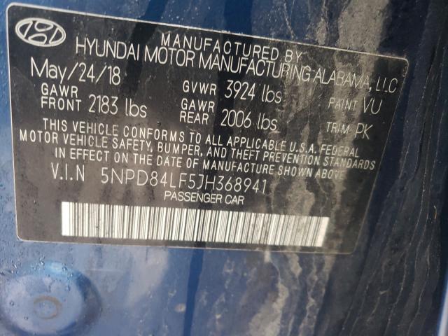 Photo 9 VIN: 5NPD84LF5JH368941 - HYUNDAI ELANTRA SE 