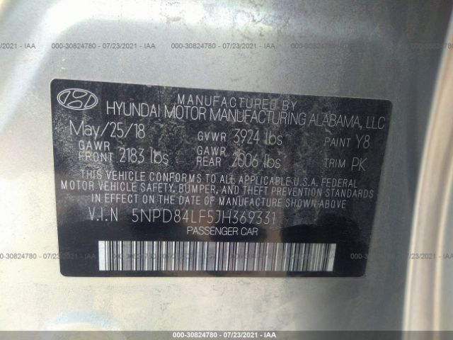 Photo 8 VIN: 5NPD84LF5JH369331 - HYUNDAI ELANTRA 