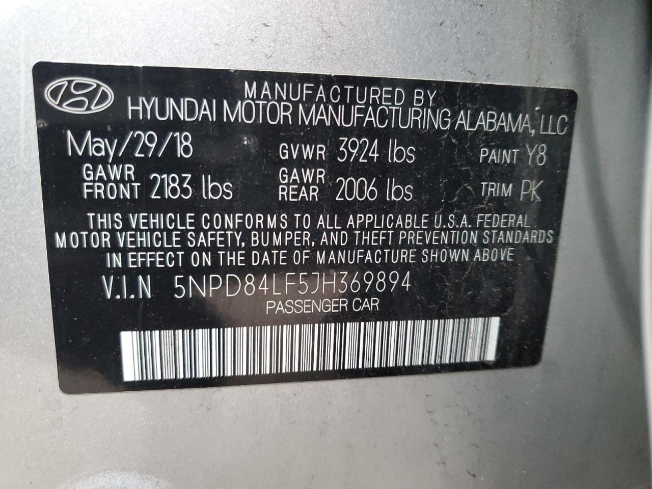 Photo 11 VIN: 5NPD84LF5JH369894 - HYUNDAI ELANTRA 