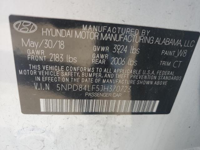 Photo 11 VIN: 5NPD84LF5JH370723 - HYUNDAI ELANTRA 